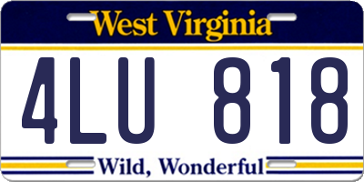 WV license plate 4LU818