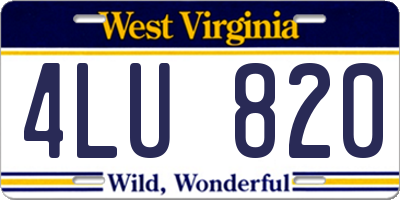 WV license plate 4LU820