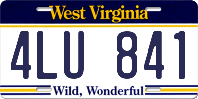 WV license plate 4LU841