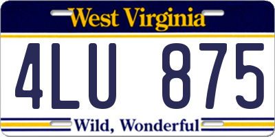 WV license plate 4LU875