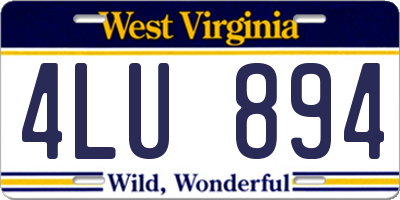 WV license plate 4LU894