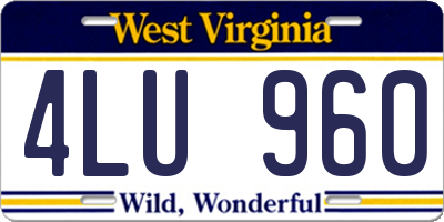 WV license plate 4LU960