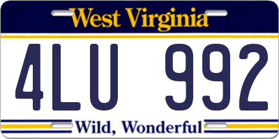 WV license plate 4LU992