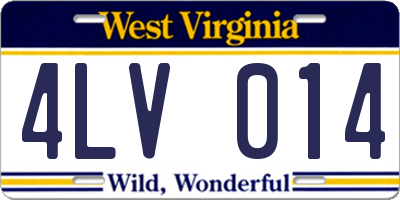 WV license plate 4LV014