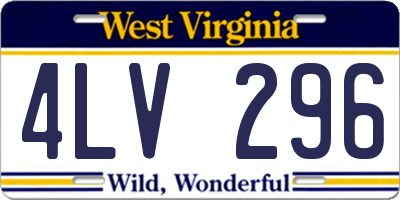 WV license plate 4LV296