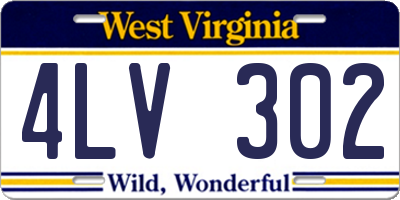 WV license plate 4LV302