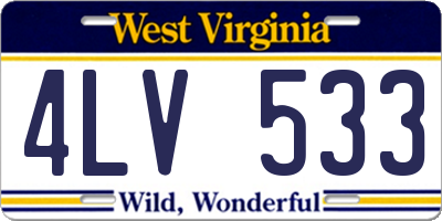 WV license plate 4LV533