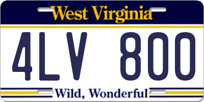 WV license plate 4LV800