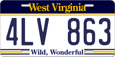 WV license plate 4LV863