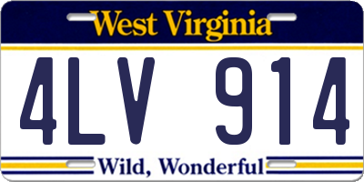 WV license plate 4LV914