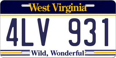 WV license plate 4LV931