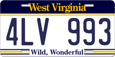 WV license plate 4LV993
