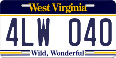 WV license plate 4LW040