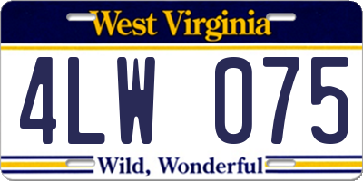 WV license plate 4LW075