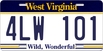 WV license plate 4LW101