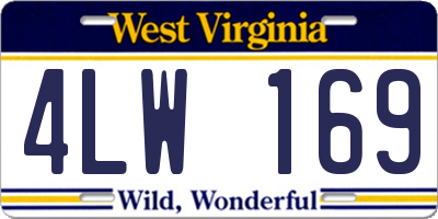 WV license plate 4LW169