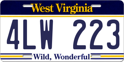 WV license plate 4LW223