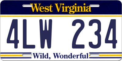 WV license plate 4LW234