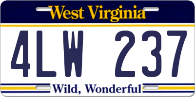 WV license plate 4LW237