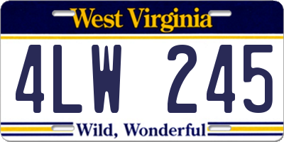 WV license plate 4LW245