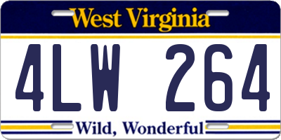 WV license plate 4LW264