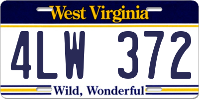 WV license plate 4LW372