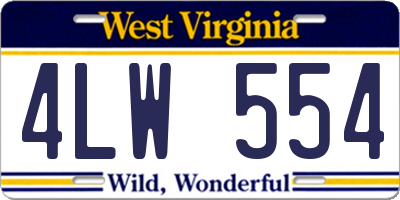 WV license plate 4LW554