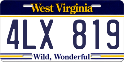 WV license plate 4LX819