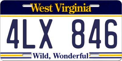 WV license plate 4LX846