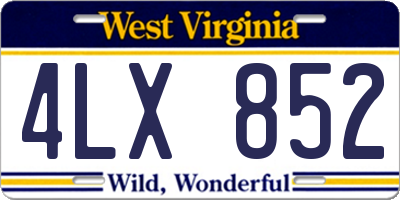 WV license plate 4LX852