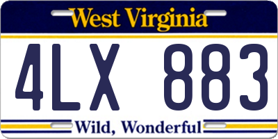 WV license plate 4LX883