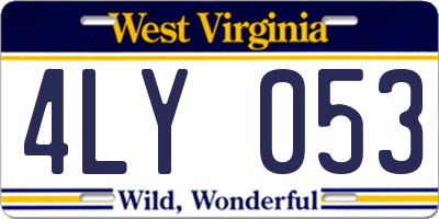 WV license plate 4LY053
