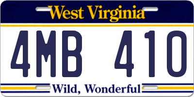WV license plate 4MB410