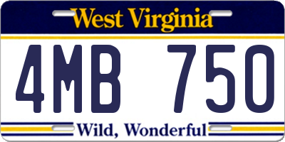 WV license plate 4MB750