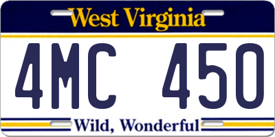 WV license plate 4MC450