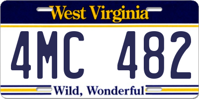 WV license plate 4MC482