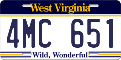 WV license plate 4MC651