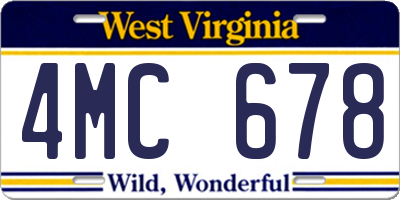 WV license plate 4MC678