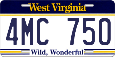 WV license plate 4MC750