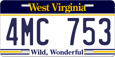 WV license plate 4MC753