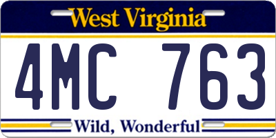 WV license plate 4MC763