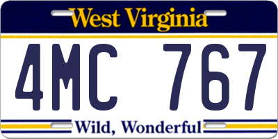 WV license plate 4MC767
