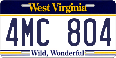 WV license plate 4MC804