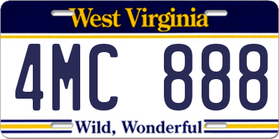 WV license plate 4MC888