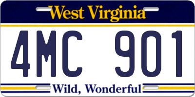 WV license plate 4MC901