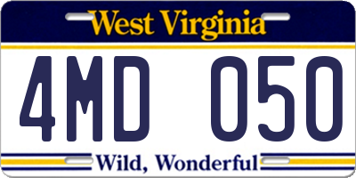 WV license plate 4MD050