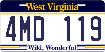 WV license plate 4MD119