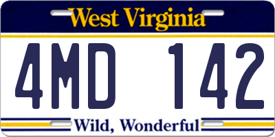 WV license plate 4MD142