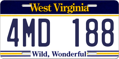 WV license plate 4MD188
