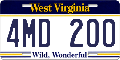 WV license plate 4MD200